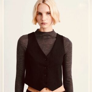 Black Button-Up Vest- small